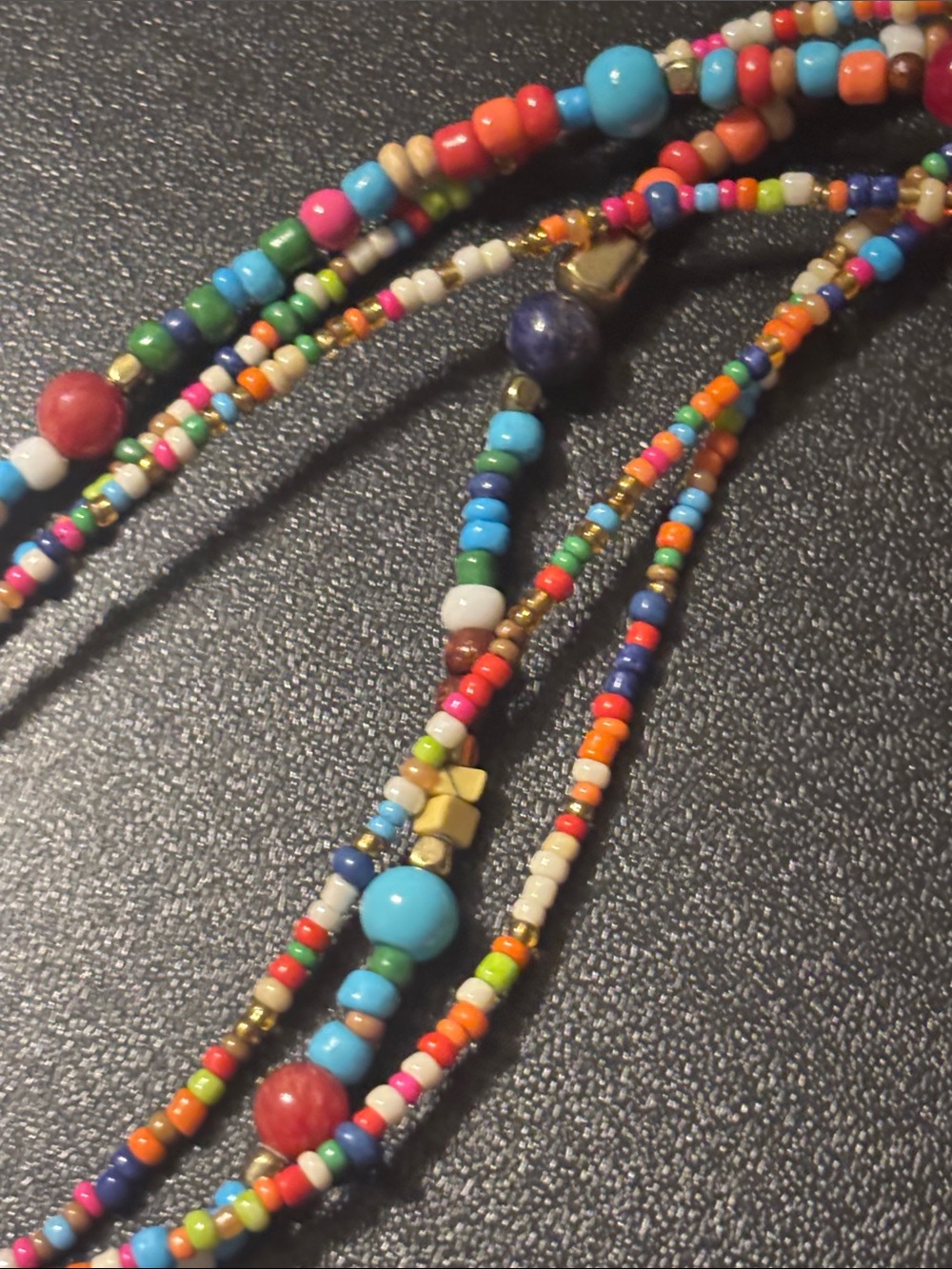 Chico's Multicolor Seed-Bead Tassel Necklace with Gem Pendant - Picture 9 of 16